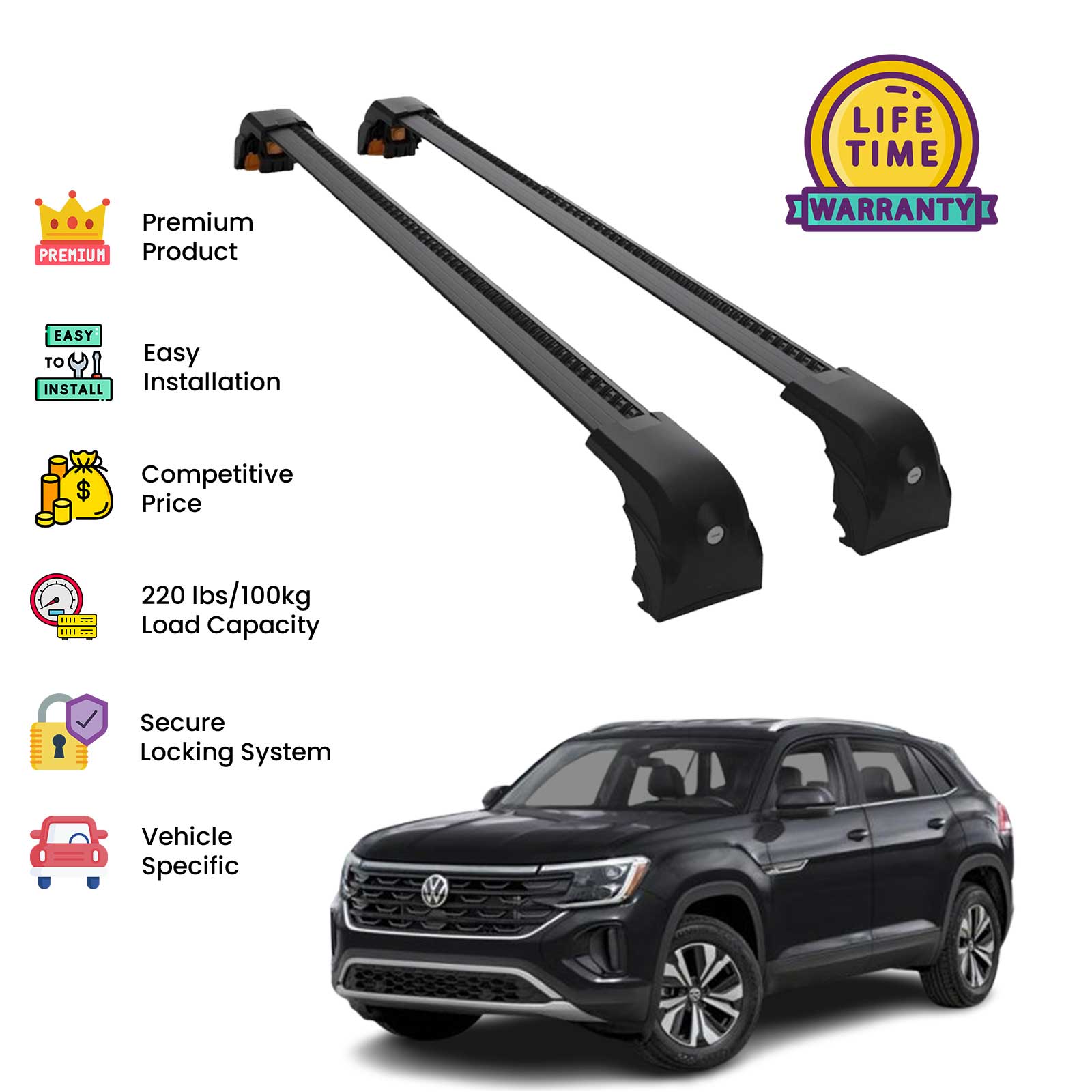 Premium Quality Roof Rack set for Volkswagen Atlas Cross Sport 2020 ...