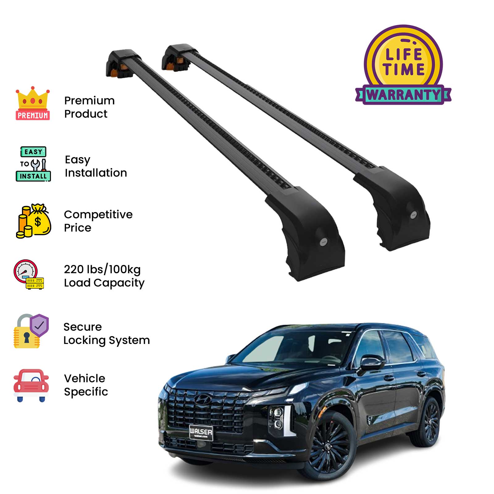 Premium Quality Roof Rack Cross Bar set for Hyundai Palisade 2020